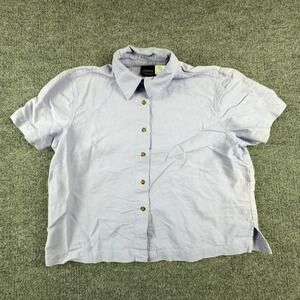 Amanda Collection Shirt Womens Small Purple Linen Cotton Button Front Top